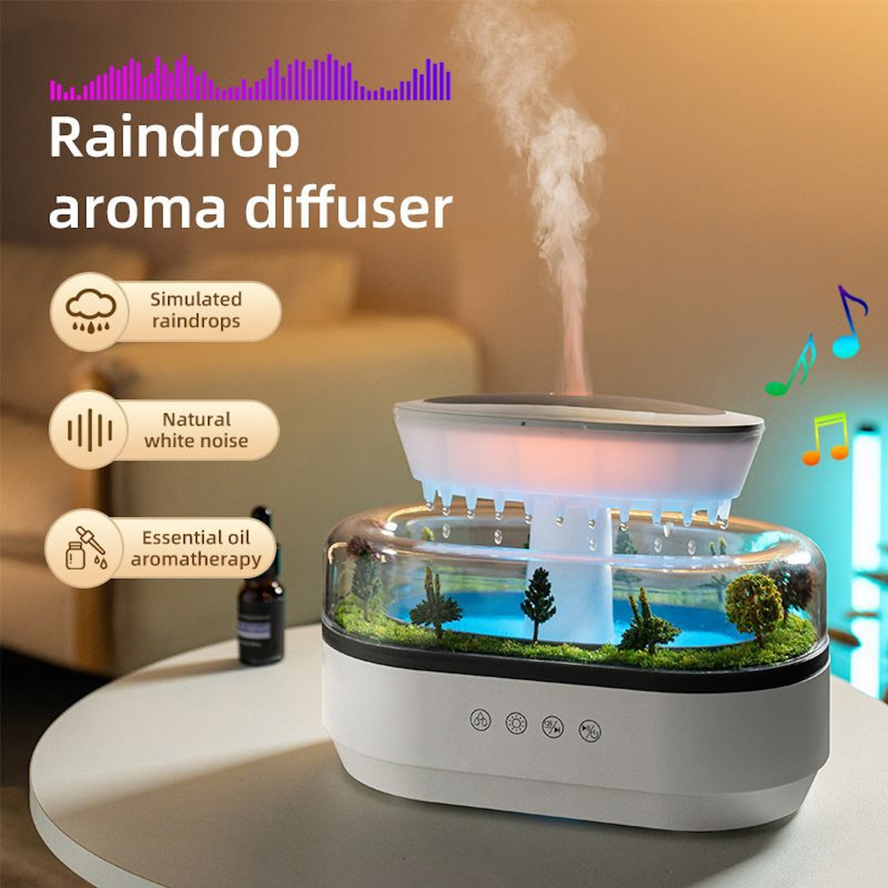 Raindrop Cloud Diffuser β Mist, Light & Sound for Total Relaxation