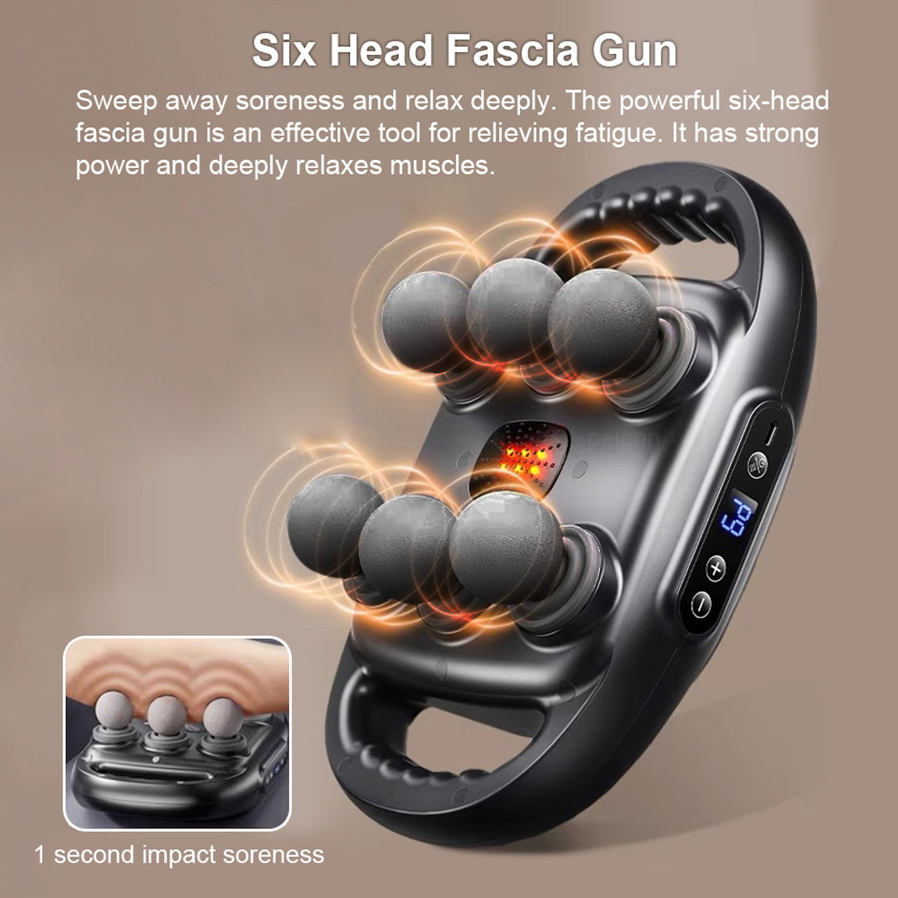 6-Head Electric Fascia Gun – Deep Tissue Massage for Full-Body Relief
