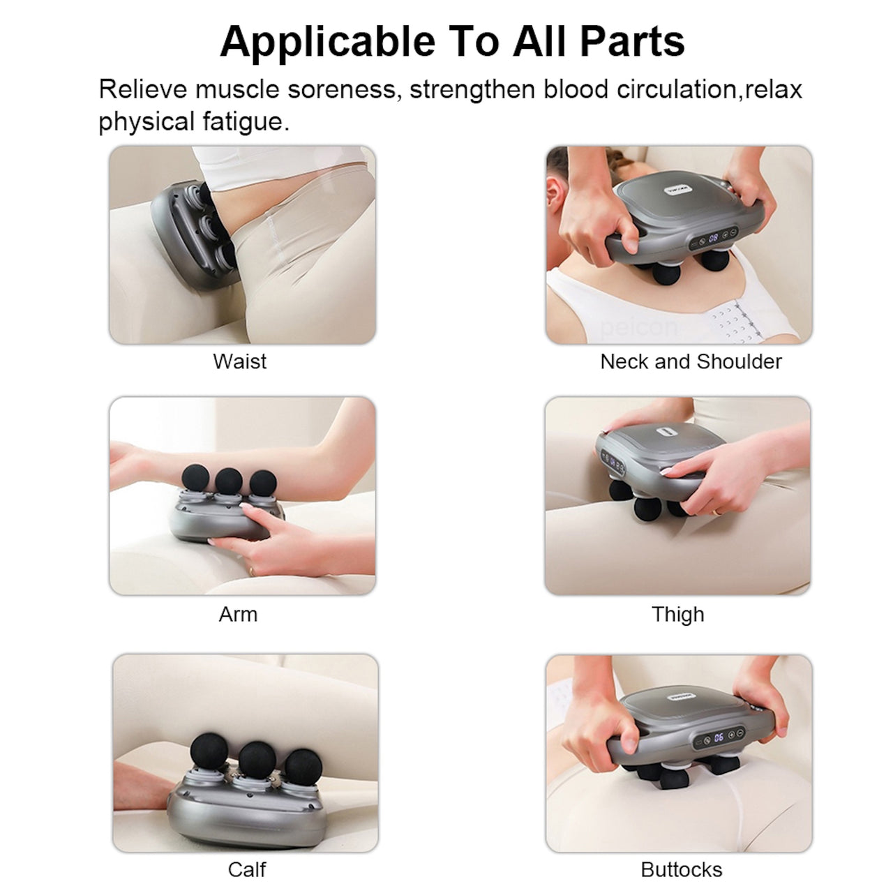 6-Head Electric Fascia Gun – Deep Tissue Massage for Full-Body Relief