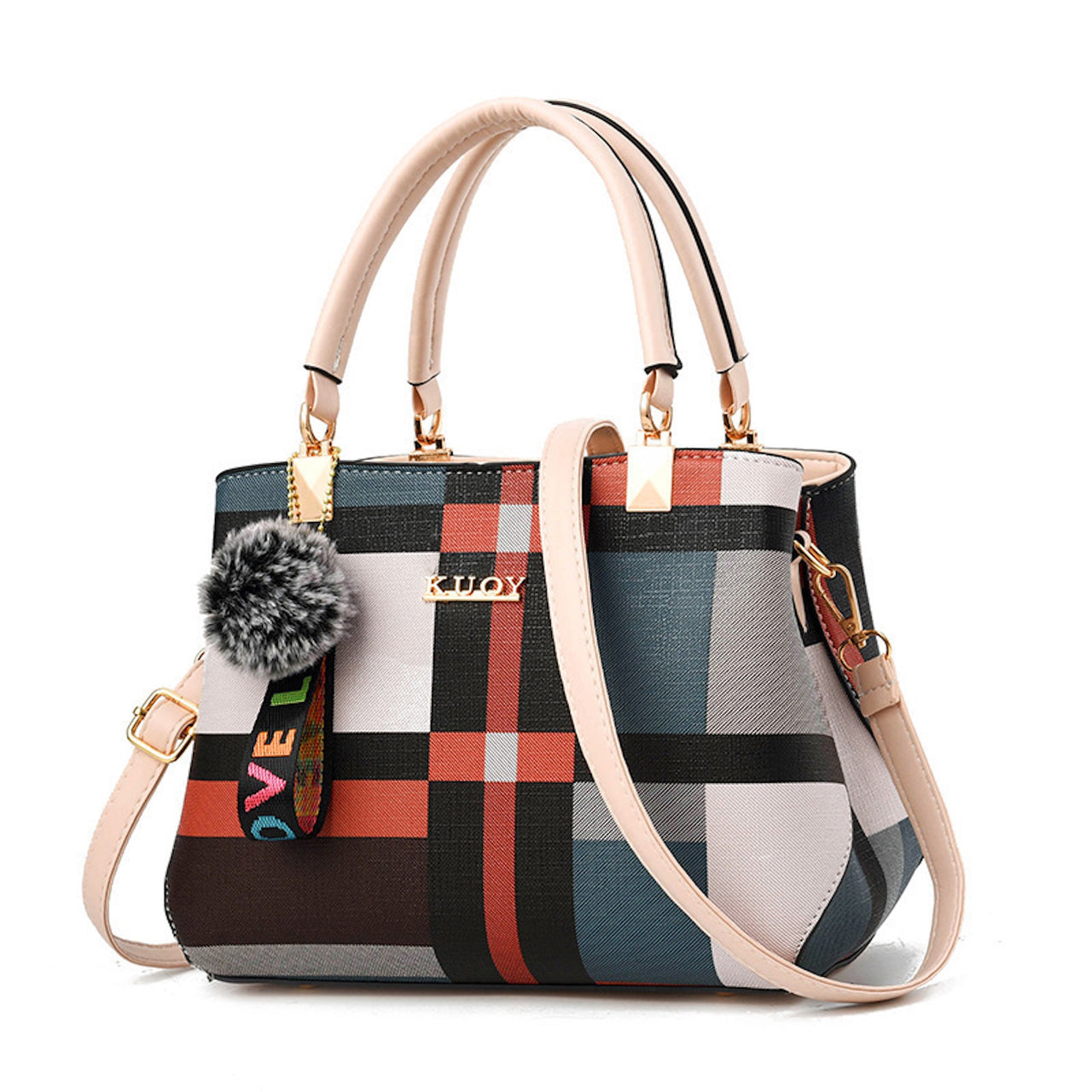 Large Capacity Shoulder Tote – Chic Everyday Bag with Plaid Design