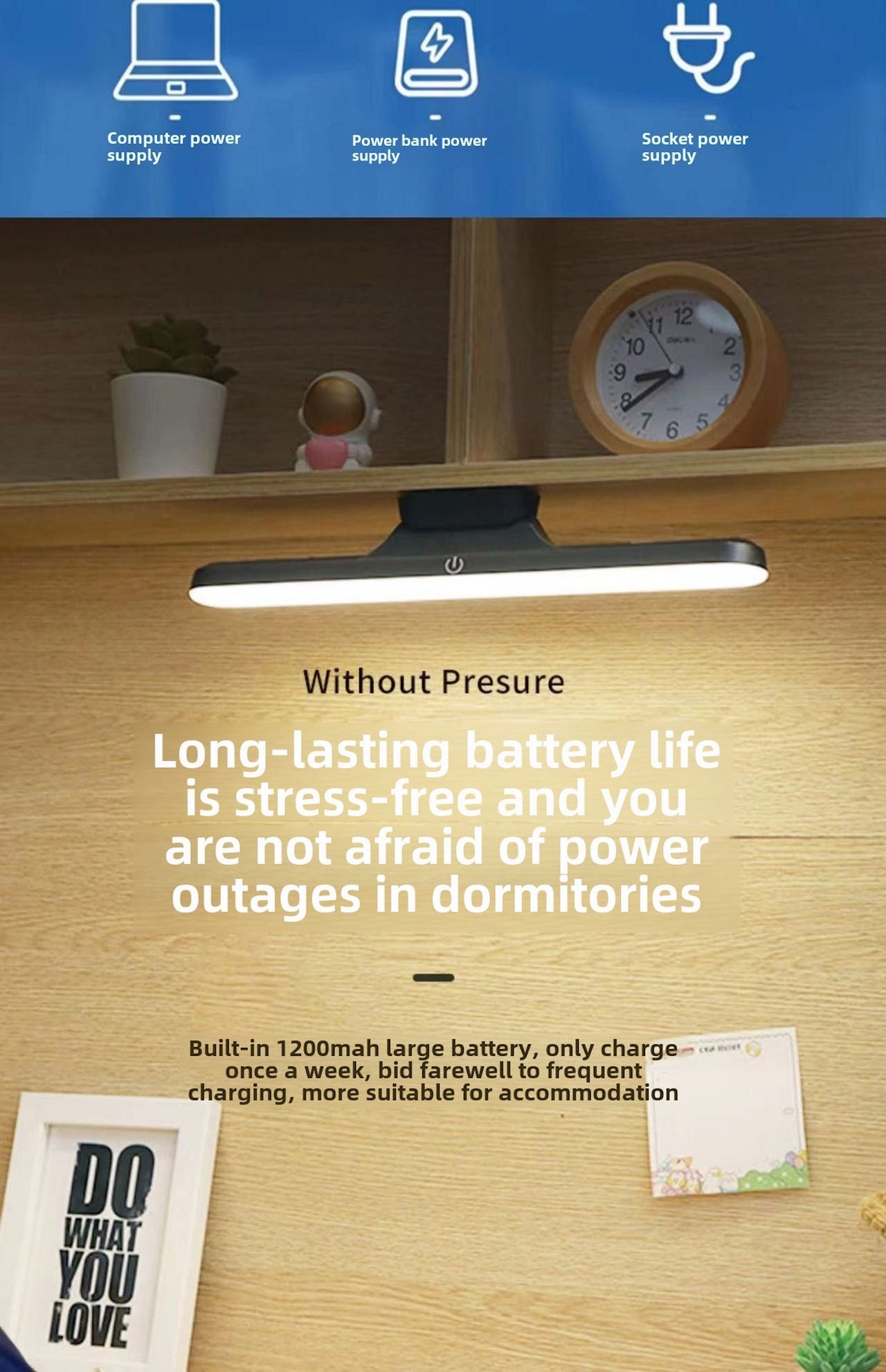 Magnetic USB LED Desk Lamp – Rechargeable, Eye-Care Study Light