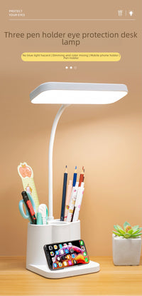 LED Desk Lamp with Organizer – Eye-Friendly Light for Study & Work