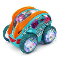 360° Light-Up Stunt Car – Electric Toy with Music & LED Action for Kids