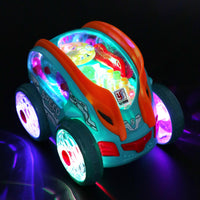 360° Light-Up Stunt Car – Electric Toy with Music & LED Action for Kids