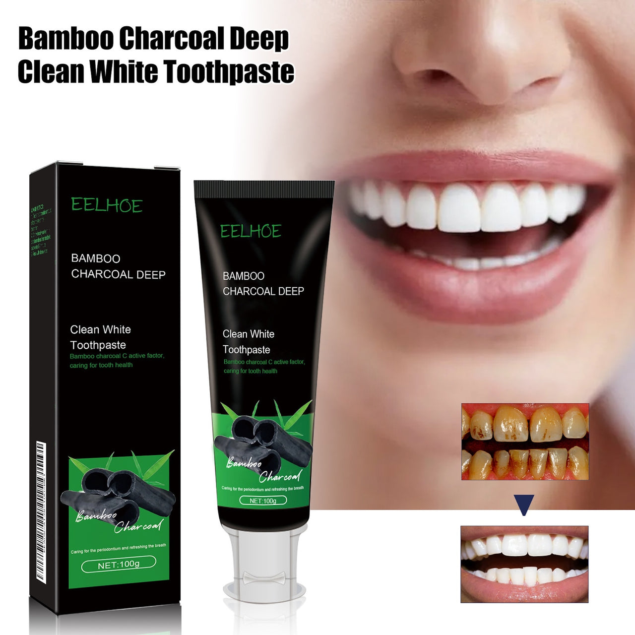 Bamboo Charcoal Teeth Whitening Toothpaste for Deep Clean