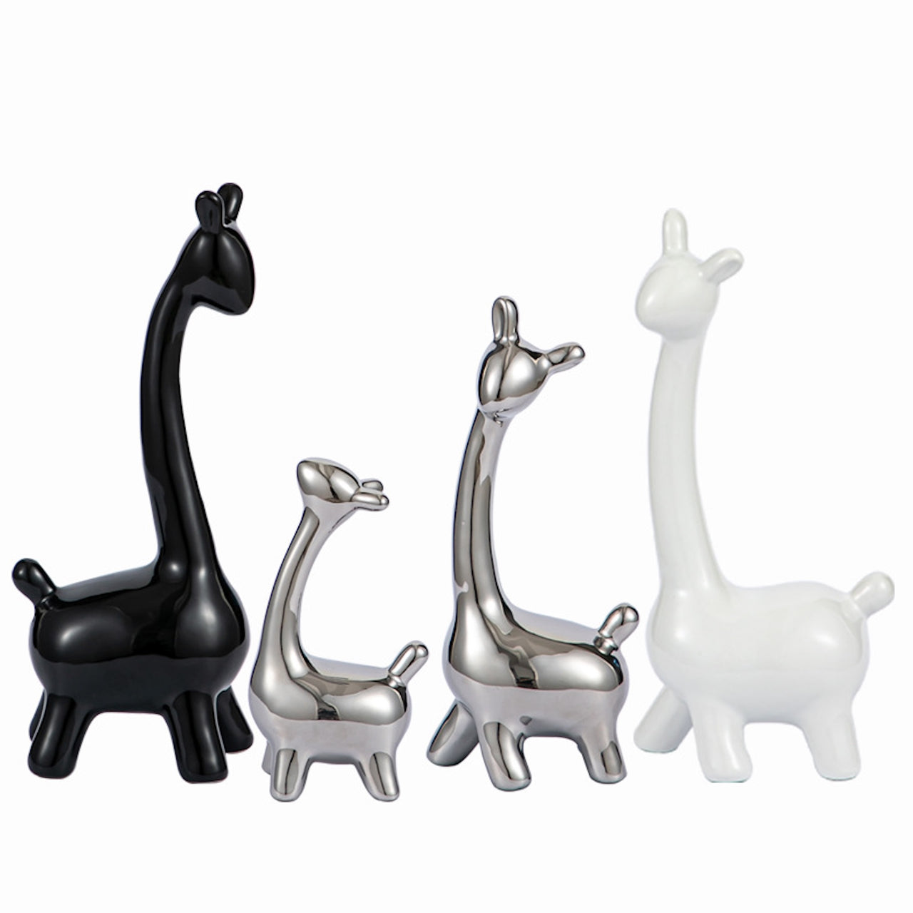 4-Piece Ceramic Giraffe Figurine Set – Modern Luxe Decor