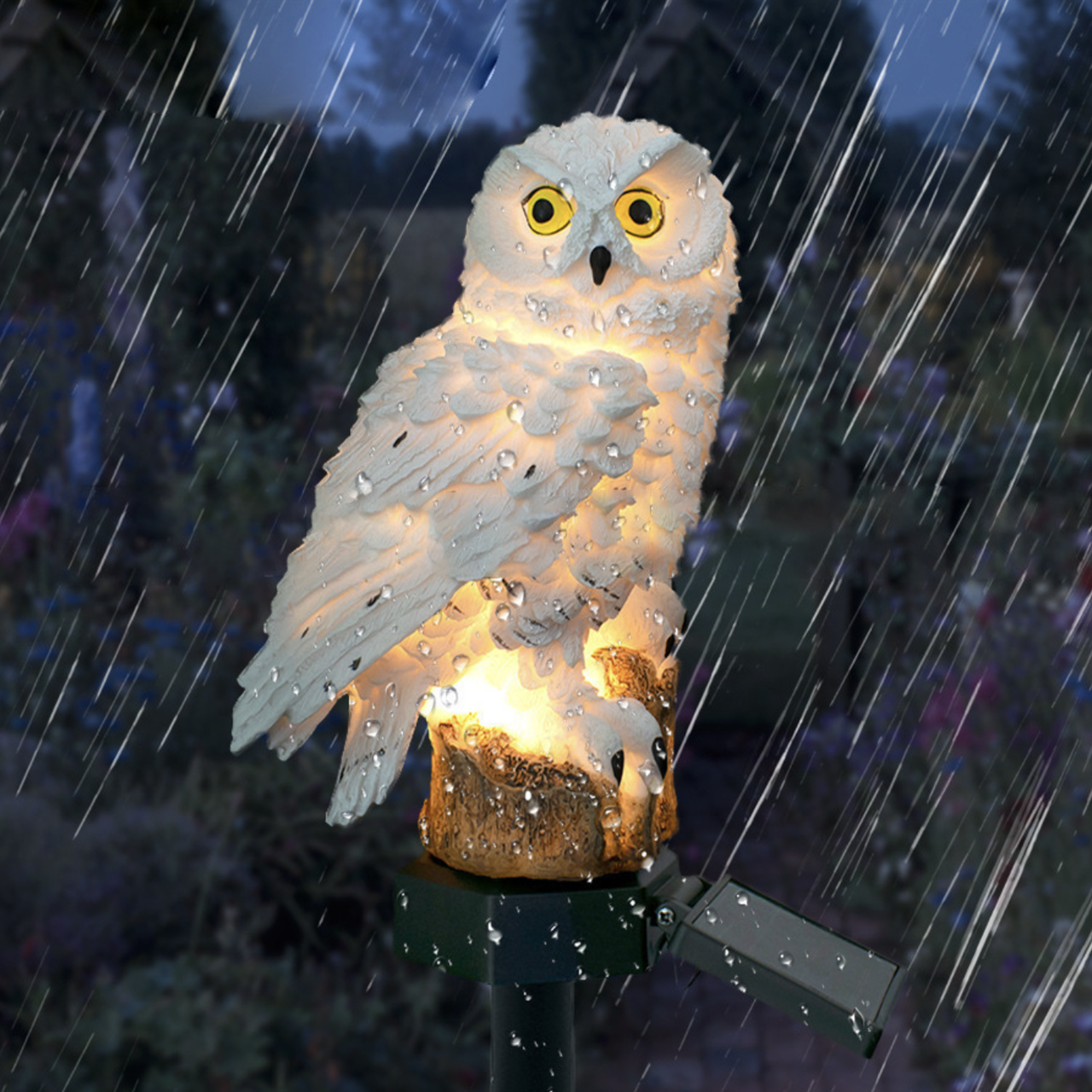 Solar Owl Garden Light – Waterproof Resin Pathway Lamp