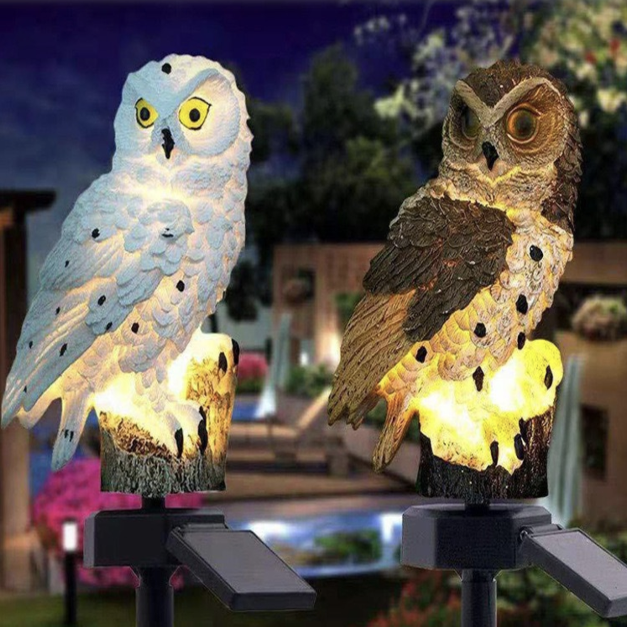 Solar Owl Garden Light – Waterproof Resin Pathway Lamp