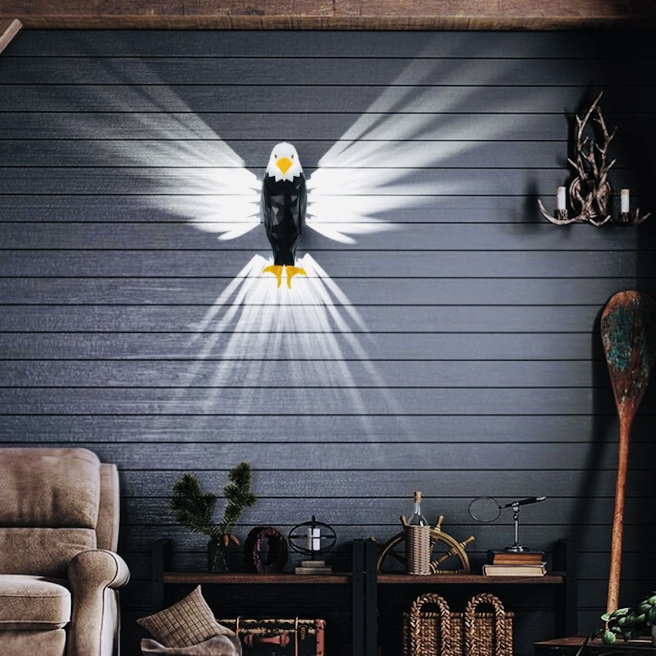 Bald Eagle Wall Light β Wireless 3D Shadow Lamp with Remote Control