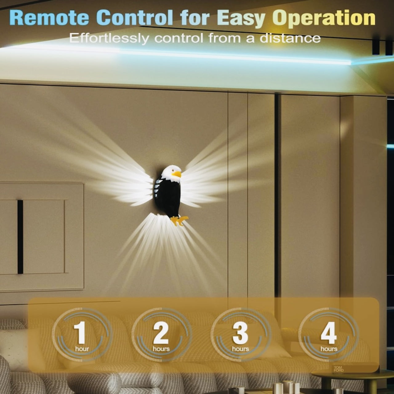 Bald Eagle Wall Light β Wireless 3D Shadow Lamp with Remote Control