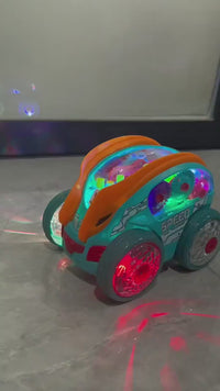 360° Light-Up Stunt Car – Electric Toy with Music & LED Action for Kids