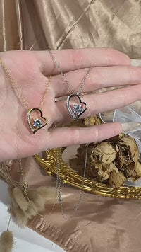 Crystal Heart Pendant Necklace – Zircon Sparkle on Titanium Steel Chain