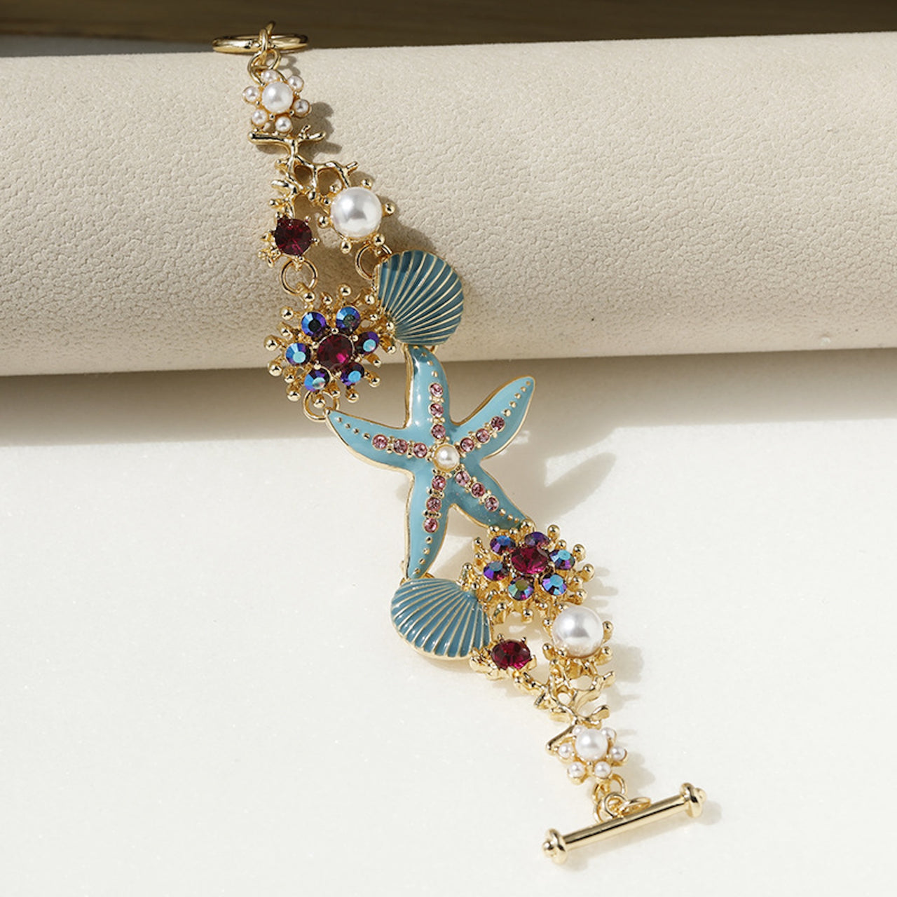 Boho Starfish & Shell Necklace – Coastal Pearl Charm for Summer