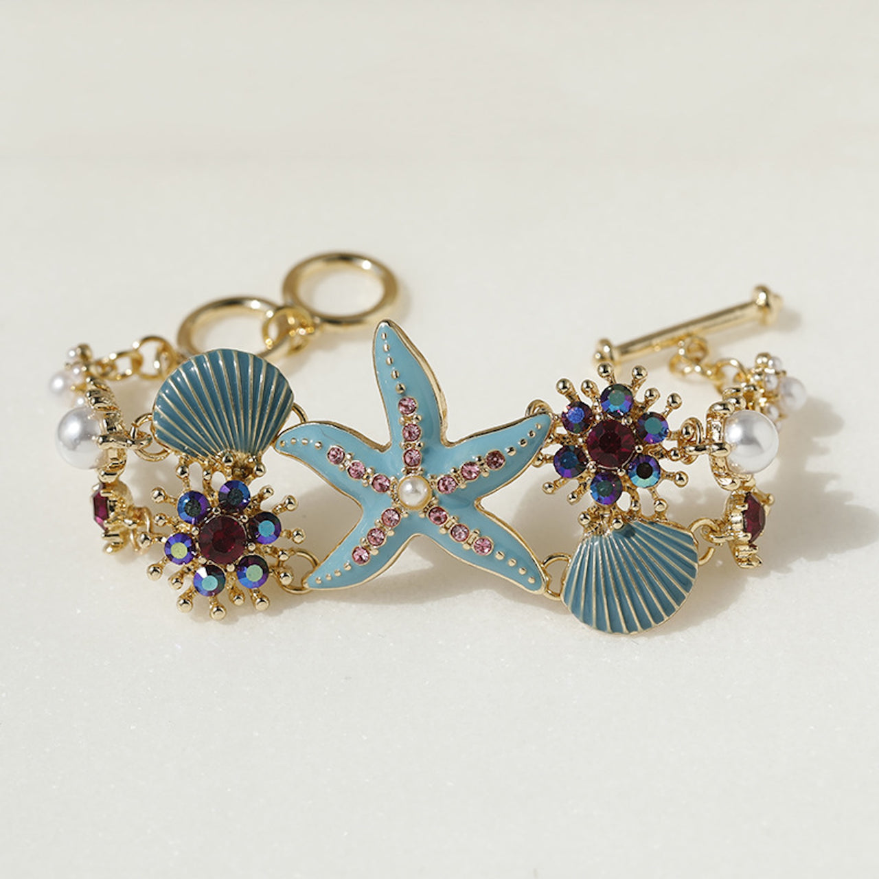 Boho Starfish & Shell Necklace – Coastal Pearl Charm for Summer