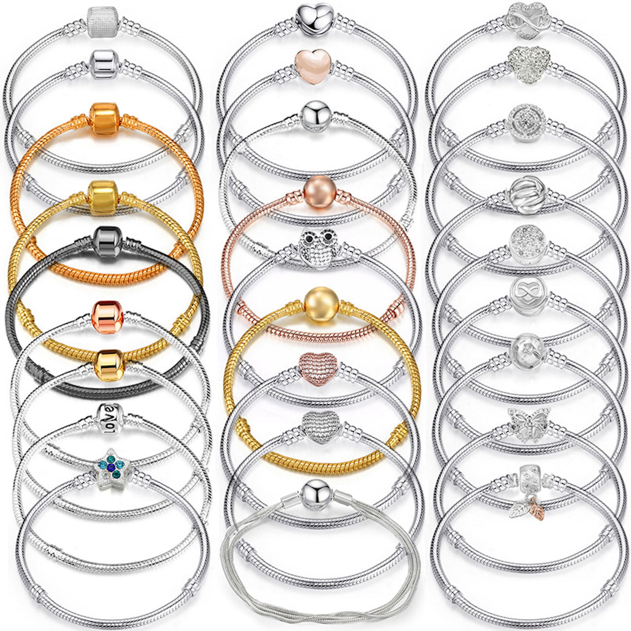 Classic Snake Chain Charm Bracelet – DIY-Friendly Base for Personalized Charm Stacking