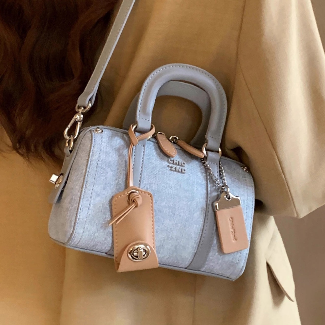 Platinum Blue Sea Pillow Bag – Elegant Crossbody & Handbag for Effortless Chic