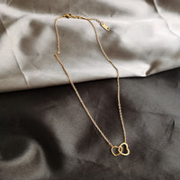 Double Heart Ring Necklace – Minimalist Layered Chain with Romantic, Everyday Style