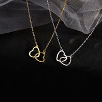 Double Heart Ring Necklace – Minimalist Layered Chain with Romantic, Everyday Style
