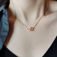 Double Heart Ring Necklace – Minimalist Layered Chain with Romantic, Everyday Style