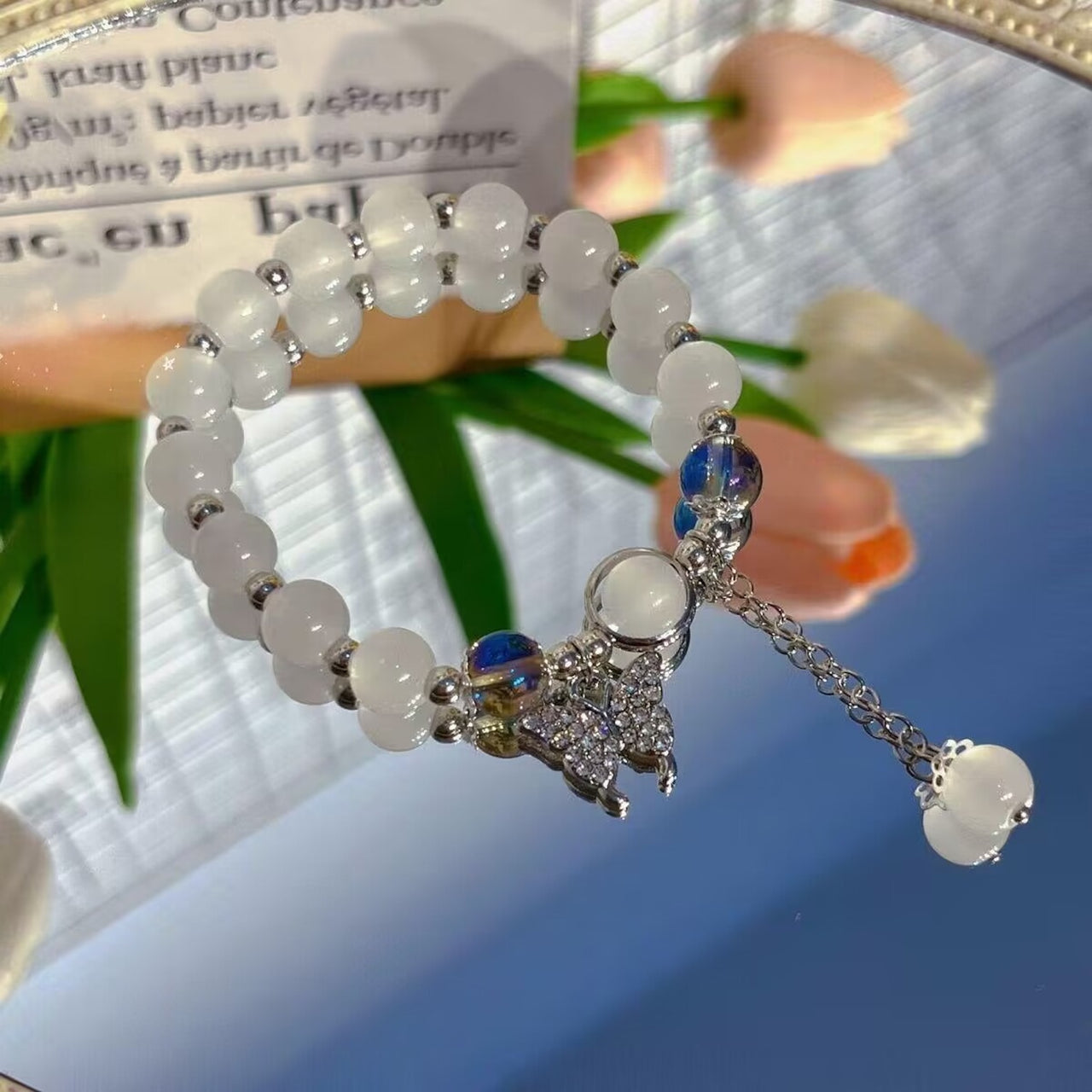 Moonlight Charm Bead Bracelets – Elegant Cat’s Eye & Butterfly-Inspired Glow
