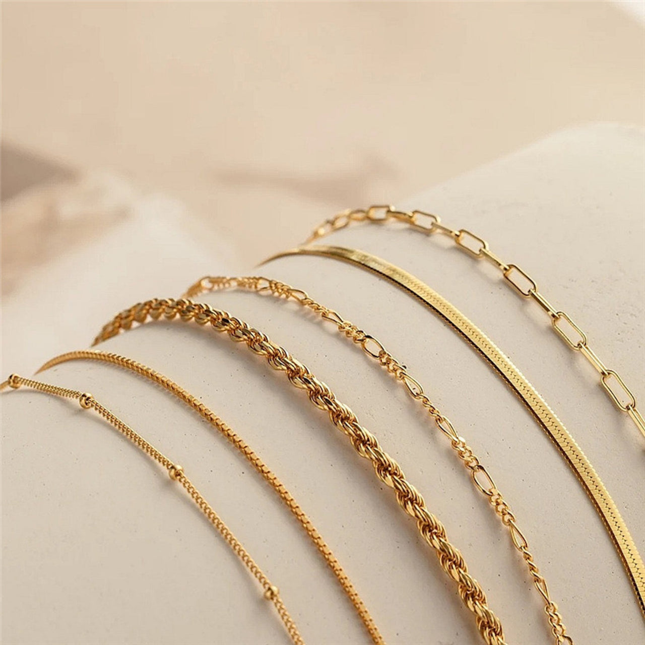 Boho Layered Chain Bracelet Set – 6-Piece Adjustable Silver Stack