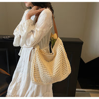 Boho Woven Holiday Tote – Handmade Bag with Vegan Leather Straps