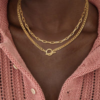 Double Layer OT Buckle Necklace – Gold Chain Statement with Modern Edge