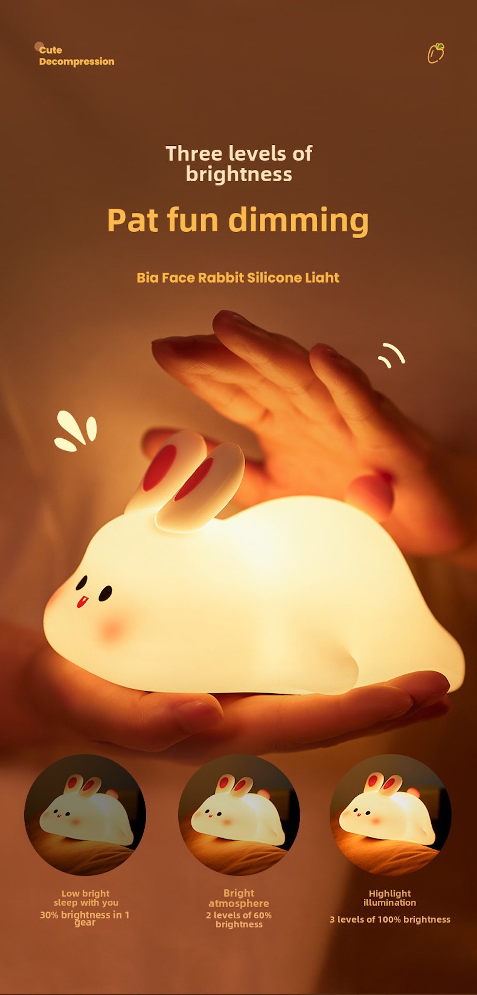 ChillGlow Bunny Light – Touch & Voice-Control Silicone Night Lamp