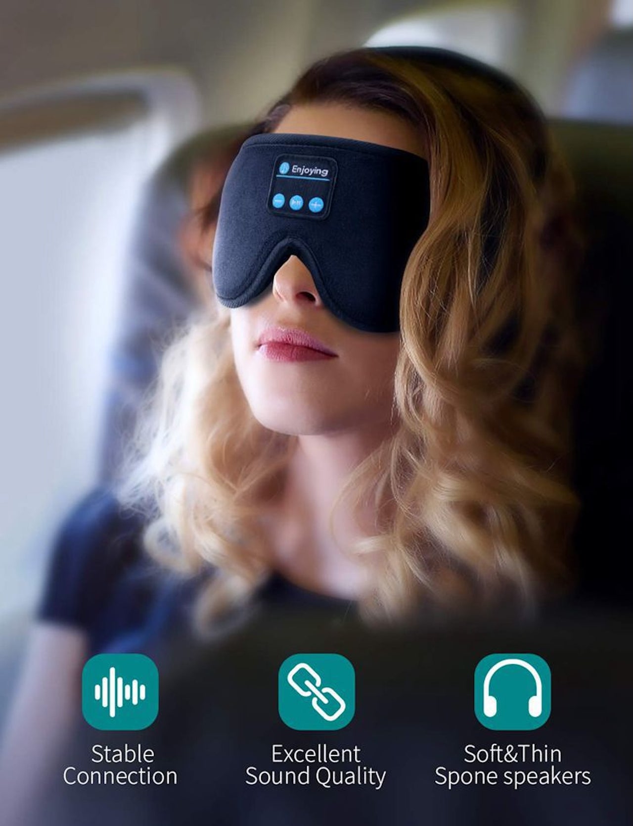 3D Bluetooth Sleep Eye Mask – Wireless Music Headband for Travel & Sleep