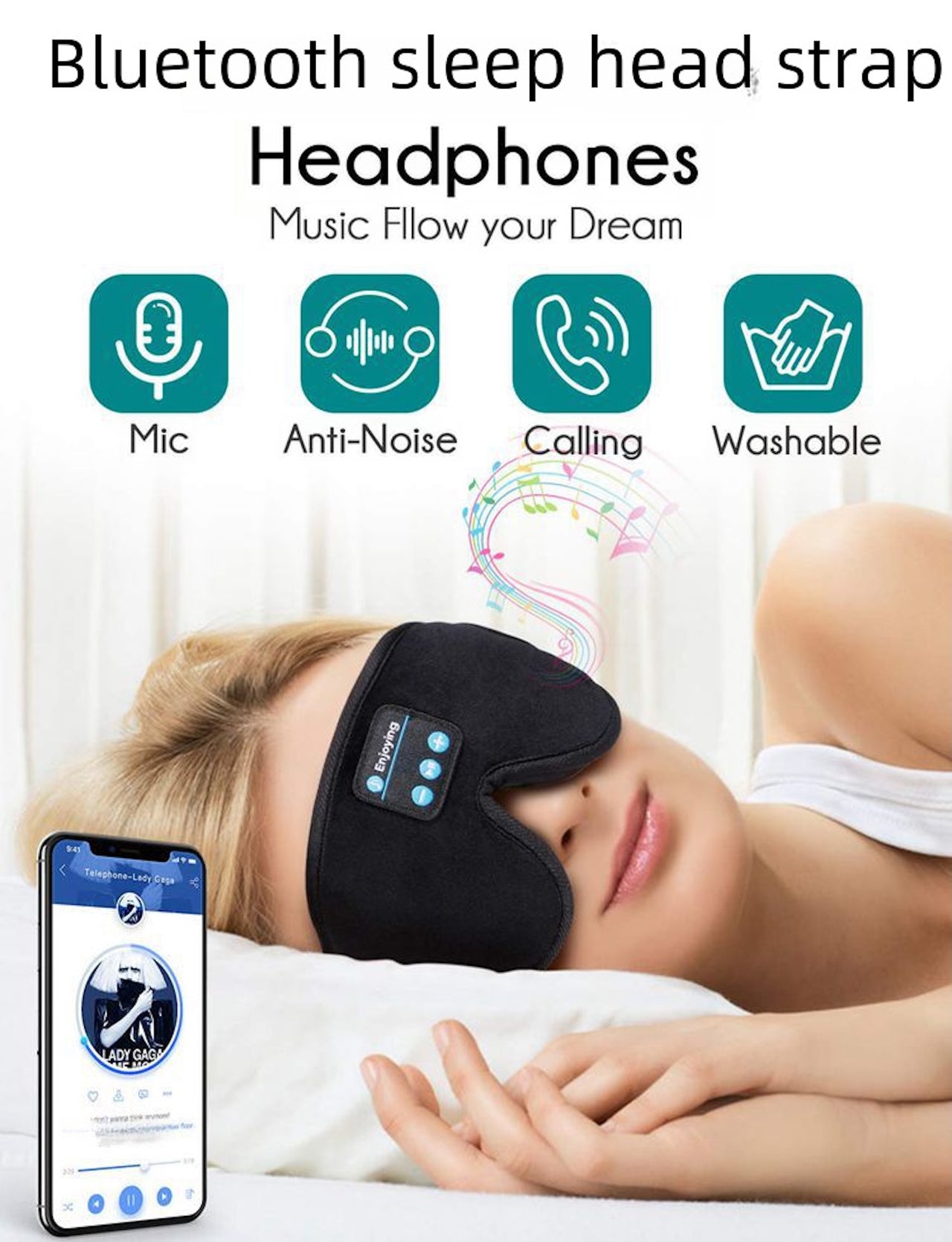 3D Bluetooth Sleep Eye Mask – Wireless Music Headband for Travel & Sleep