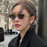Retro Oval Polarized Sunglasses – Bold Metal Frame Street Style for Women