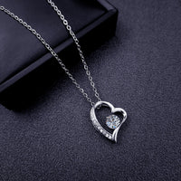 Crystal Heart Pendant Necklace – Zircon Sparkle on Titanium Steel Chain