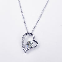 Crystal Heart Pendant Necklace – Zircon Sparkle on Titanium Steel Chain