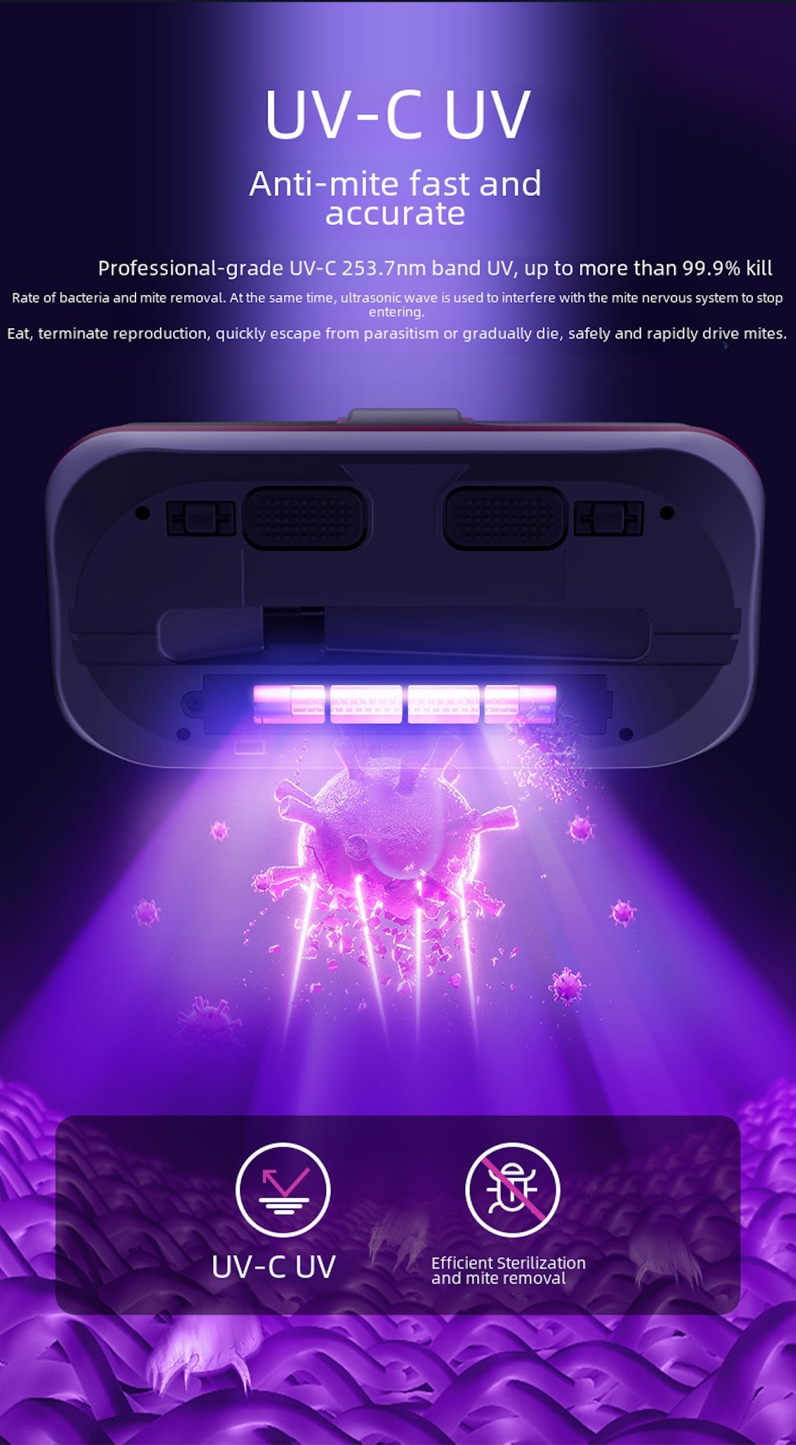 Wireless UV Anti-Mite Vacuum – High-Suction Bed & Sofa Sterilizer