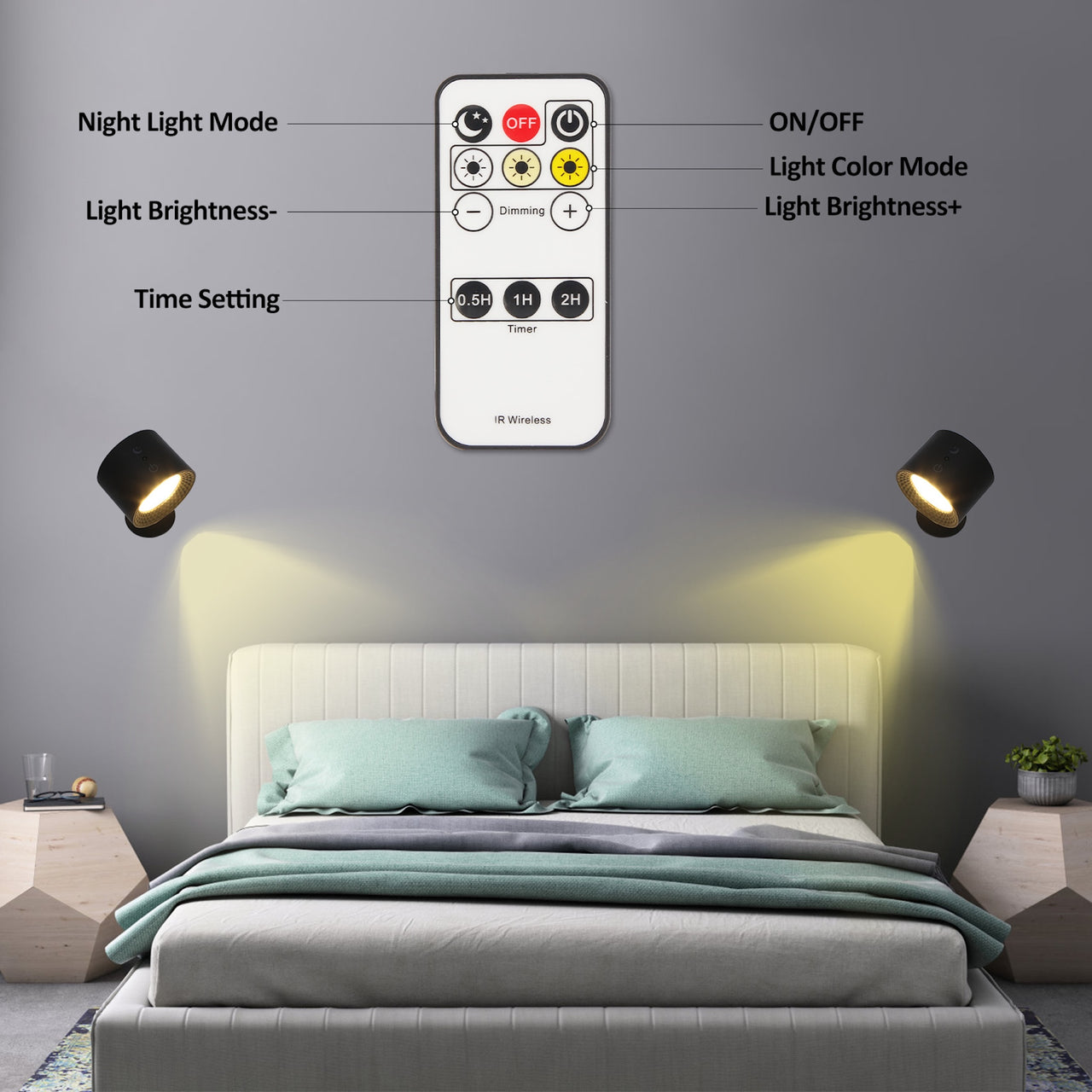 Smart Magnetic Wall Lamp – USB Night Light with Remote & Dimming