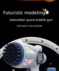 Electric Space Bubble Gun – 32-Hole Light-Up Blaster for Kids’ Fun