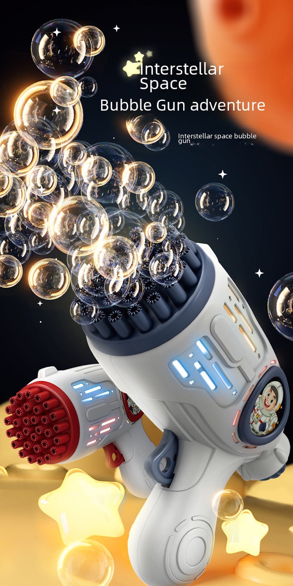 Electric Space Bubble Gun – 32-Hole Light-Up Blaster for Kids’ Fun