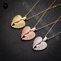 Gold-Plated Heart Wings Pendant Necklace – Korean-Style Statement Clavicle Chain