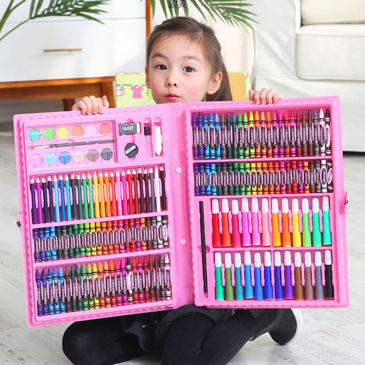 168-Piece Kids Art Kit – Watercolors, Markers & Brush Set in Gift Case
