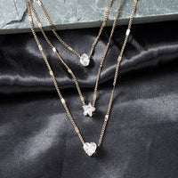 Multi-Layer Star Heart Pendant Necklace – Vintage Chic