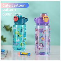 Kids Cartoon Water Bottle – 600ml No-Spill School Cup
