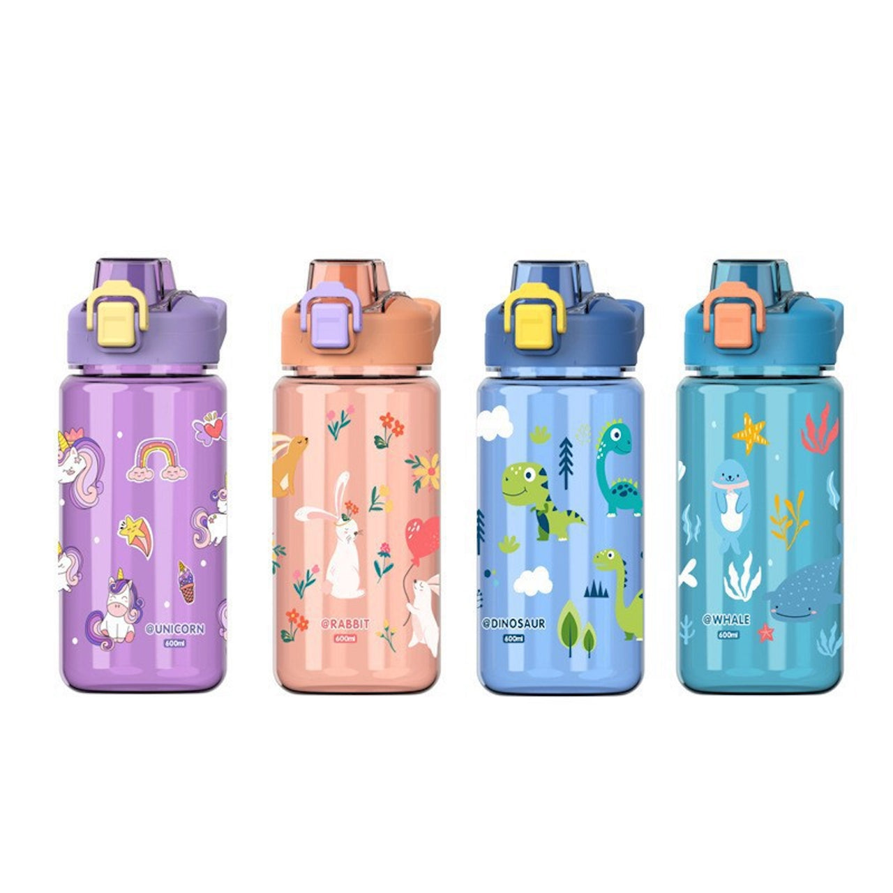 Kids Cartoon Water Bottle – 600ml No-Spill School Cup