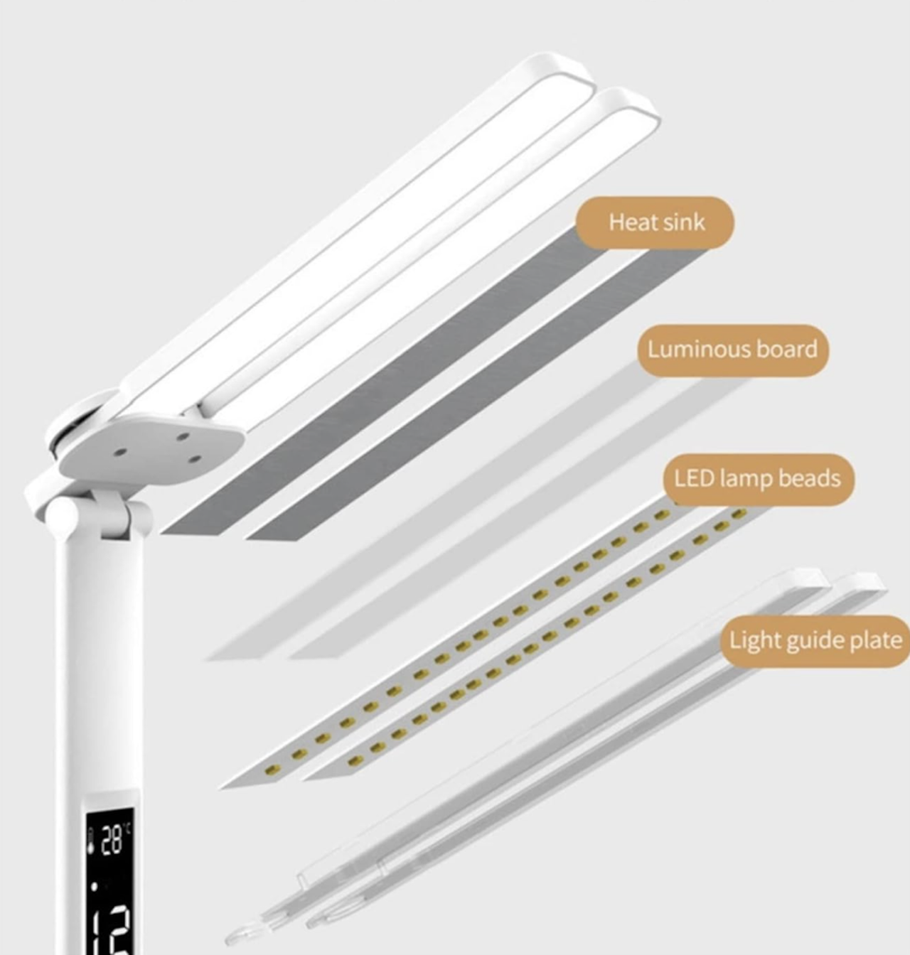 Smart LED Desk Lamp – Rechargeable Study Light with Clock & Pen Holder