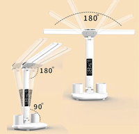 Smart LED Desk Lamp – Rechargeable Study Light with Clock & Pen Holder