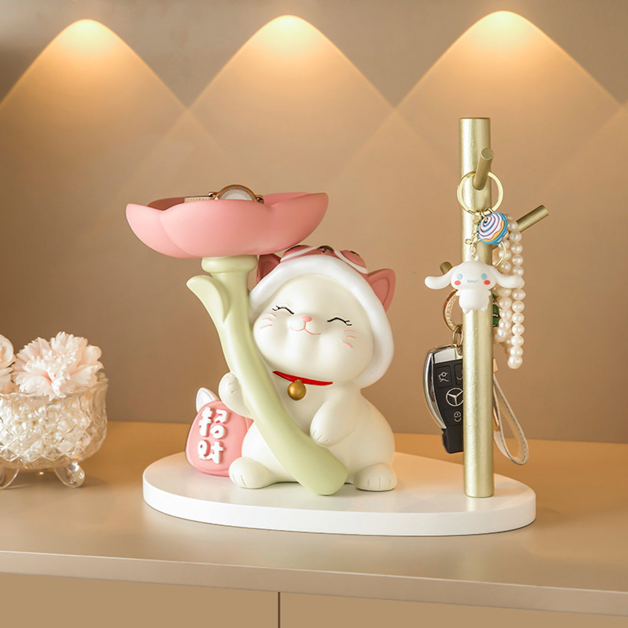 Lucky Cat Key Tray – Cute Entryway Resin Organizer