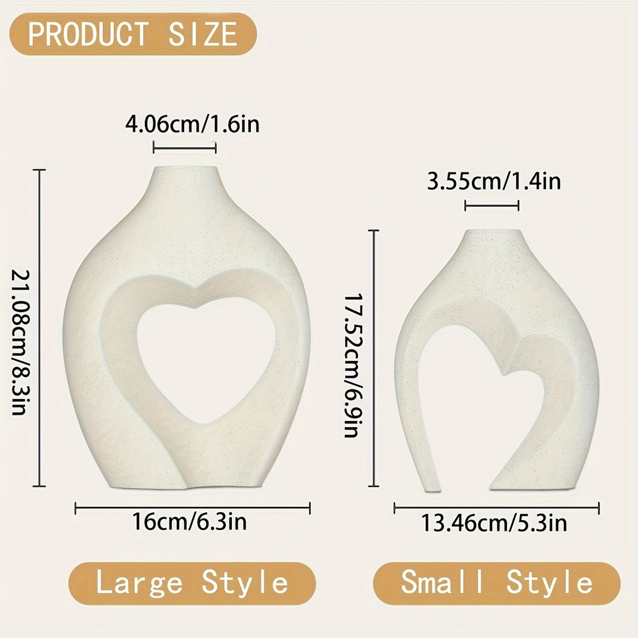 Modern Heart-Shape Resin Vase Set – Nordic Minimalist Décor