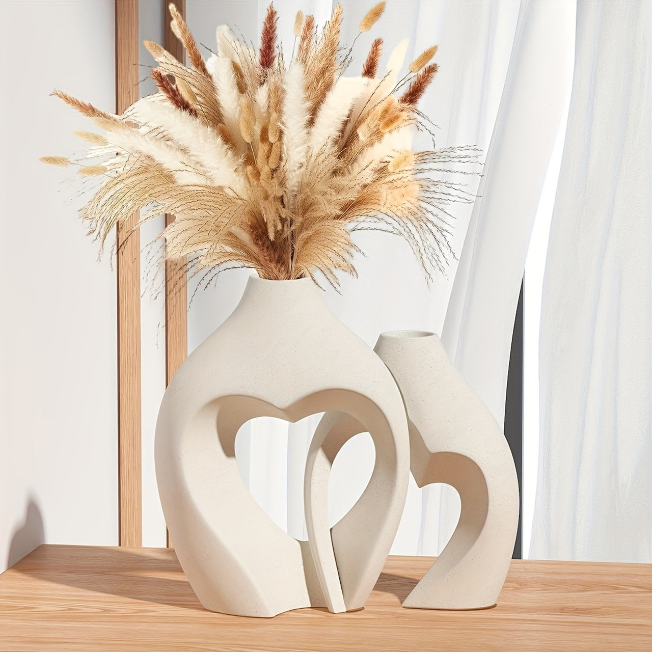Modern Heart-Shape Resin Vase Set – Nordic Minimalist Décor