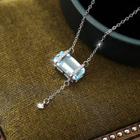 Emerald Blue 18K Gold Plated & S925 Sterling Silver Gemstone Necklace