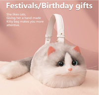Plush White Cat Shoulder Bag for Girls